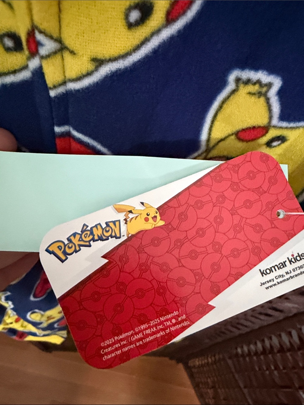 NWT Pokemon Pikachu Kids 6 7 One-Piece Hooded Pajama - Yellow & Navy zip up - Picture 2 of 5
